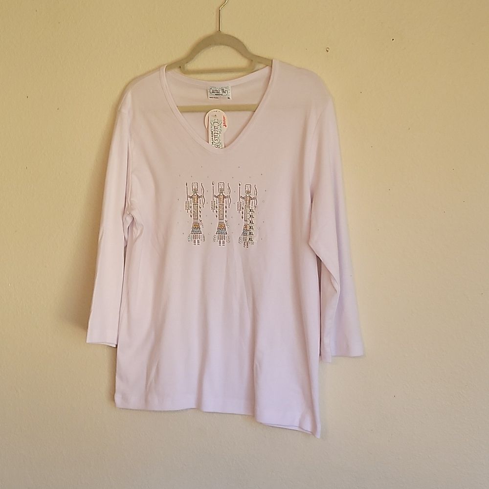 NWT Cactus  Bay tees v neck 3/4 sleeves size XL Color white